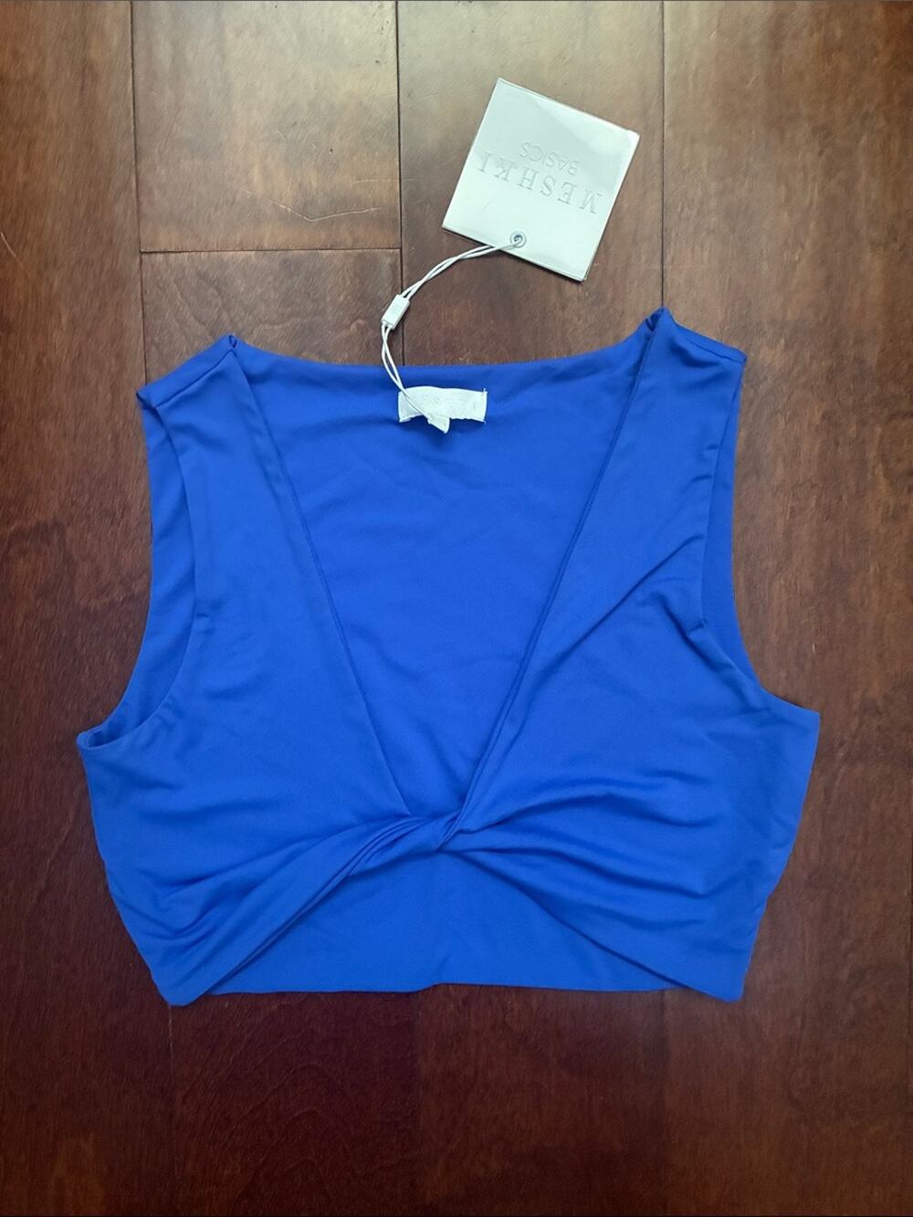 Meshki Angela Twist Front Crop Top in Cobalt Blue Size XS NWT